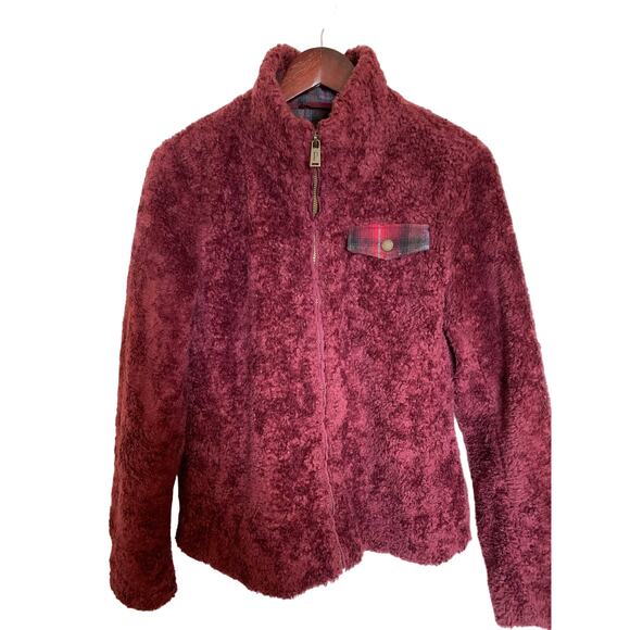 Pendleton women’s full zip fleece teddy jacket sz small red - Picture 1 of 12